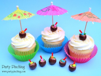 coconut drink cupcake topper, coconut cupcake, malted milk ball, tropical cupcake, summer cupcake