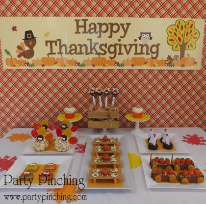 thanksgiving dessert table for kids, kid friendly thanksgiving, turkey day treats for children