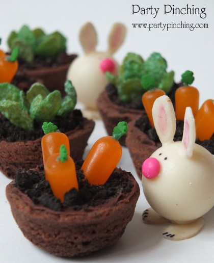 cute Easter treats, mini garden brownies, bunny truffles