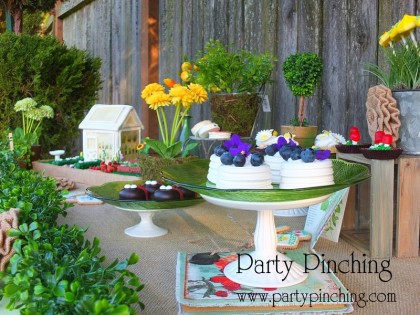 blueberry meringues greenhouse cake, garden cake, garden party ideas, garden party desserts