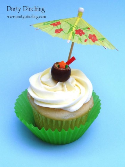 tropical drink cupcake topper, summer cupcake, tropical party idea, luau party ideas, luau cupcake