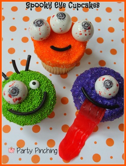 halloween cupcakes, monster cupcakes, spooky eye gumballs, eyeball cucpakes, cute halloween ideas