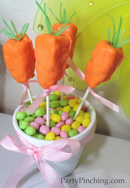 easter carrot, rice krispie treat carrot, easter dessert, easter treat, easter party ideas, easter kids