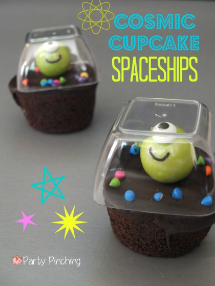 Little Debbie Cosmic Cupcakes, Cosmic Cupake Spaceships, Cosmic Cupcake Creatures, Cosmic Cupcake Aliens, Space party ideas, space cupcakes, alien cupcakes, rocket cupcakes