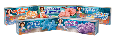Little Debbie Summer Snacks, Seashell Brownies, Coral Reef Cakes, Jellyfish Cookies, Starfish cookies.
