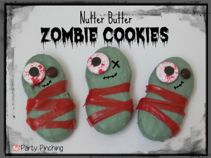 Zombie nutter butter cookies, zombie cookies, cute Halloween cookies, easy Halloween dessert ideas