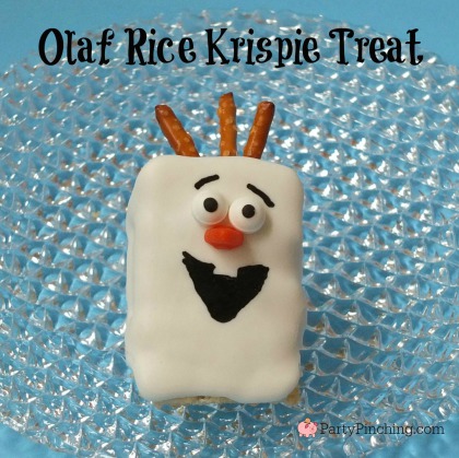 Olaf treat, Frozen theme party ideas, Olaf Rice Krispie Treat