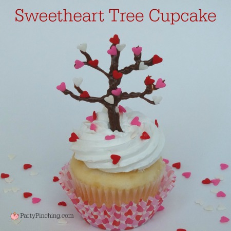 Valentine's Day cupcake, easy Valentine's Day dessert, Valentine tree, heart tree, cute food