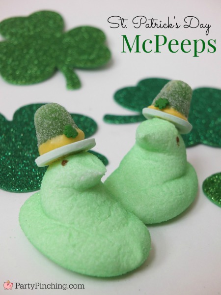 McPeeps, Peeps, St. Patrick's Day dessert ideas, easy St. Patrick's day treats for kids