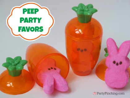 Easter carrot favors, Dollar store finds, Easter Dollar store carrots, Easter Bunny Peeps, cute Easter decoration ideas for kids