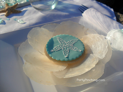stenciled cookie, beach cookie, seashell cookie, beach party, summer party, beach theme cookie desserts