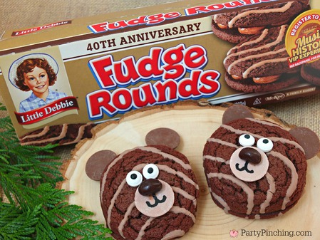 Little Debbie Fudge Rounds, cute food, bear snack, camping food, party pinching