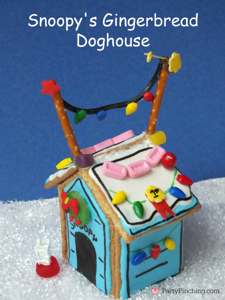 Snoopy's Gingerbread Doghouse, Peanuts, Charlie Brown Christmas party, Charlie Brown Christmas ideas, gingerbread ideas