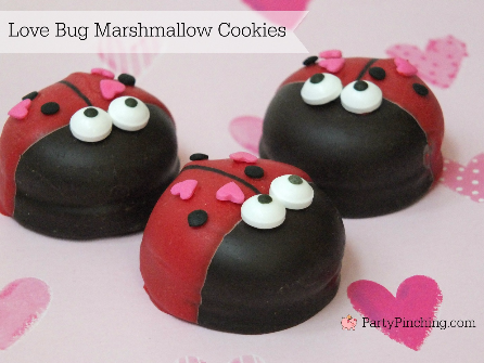 Love Bug Cookies, easy Valentine's Day cookies, cute Valentine's Day desserts for kids, Mallomar Valentines' Day cookies