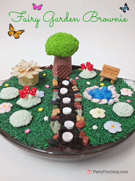 Fairy Garden Brownie, fairy garden party ideas, fairy party, cute fairy party ideas for kids, edible crafting