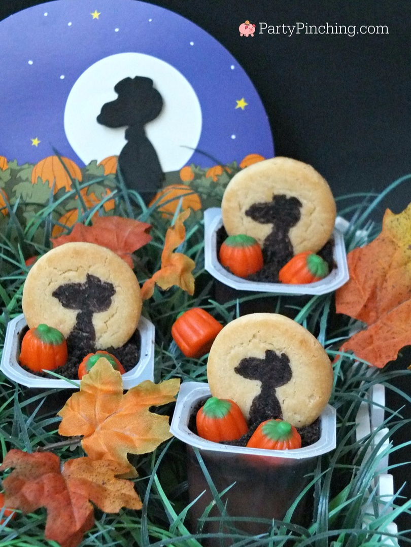 Great Pumpkin Charlie Brown, Halloween party ideas, , Snoopy, Linus, Lucy, 50th Anniversary Great Pumpkin, Great Pumpkin pudding cups, Beagle flying ace, Snoopy cookies